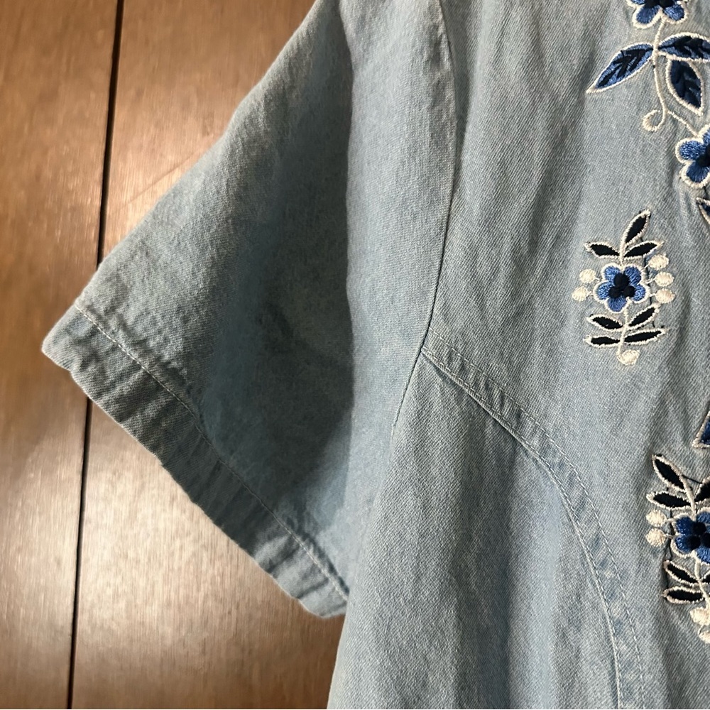 Notations Clothing Co. Sky Blue Floral Embroidered Maxi Button Up Dress Sz L - Picture 7 of 12